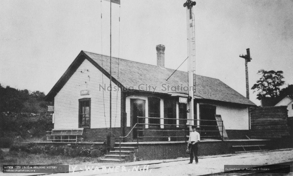 Postcard: Roby Railroad Station, Warner, New Hampshire